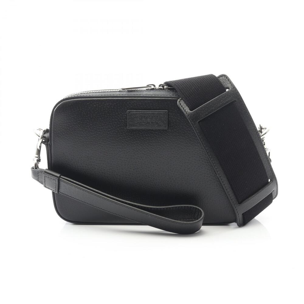 Gucci GG Crossbody Bag Shoulder Leather Canvas Black